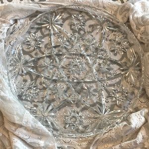 Vintage Star of David clear glass heavy cut Plate. 🖤